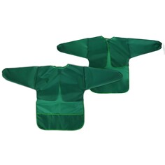 Фартук-накидка с рукавами для труда, 610 х 440 мм, 3 кармана, рост 120-146 см, calligrata, зеленый, длина рукава 34 см