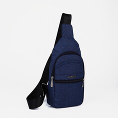 Рюкзак слинг на молнии, 2 наружных кармана, цвет синий NO Brand