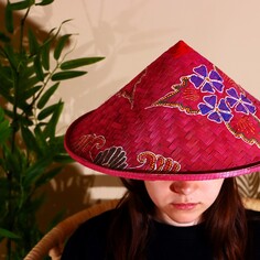 Бамбуковая шляпа 38 см розовая NO Brand