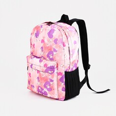 Рюкзак на молнии, 3 наружных кармана, цвет розовый NO Brand