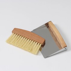 Набор для уборки: совок и щетка, 16×10,5×4 см, 16×4×1,6 см, 30 пучков, натуральный волос NO Brand