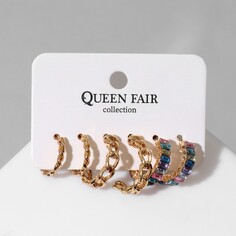 Серьги-кольца набор 3 пары Queen Fair