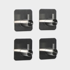 Крючки самоклеющиеся для ванной комнаты, 4 шт, цвет серебристый Stölz