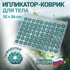 Ипликатор-коврик, основа пвх, 70 модулей, 32 × 26 см, цвет прозрачный/зеленый Onlitop