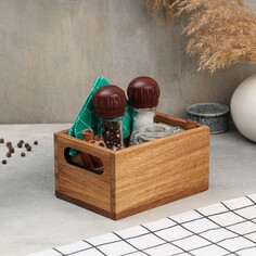 Подставка-органайзер для кухонных принадлежностей adelica, с ручками, 17×12×9 см, дуб