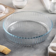 Блюдо из жаропрочного стекла для запекания круглое доляна, 2 л