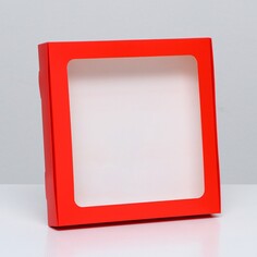 Коробка самосборная с окном красная, 21 х 21 х 3 см Upak Land