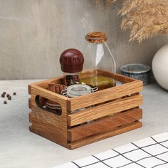 Подставка - органайзер для кухонных принадлежностей adelica, с ручками и рейками, 17×12×9 см, дуб