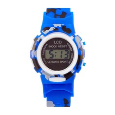 Часы наручные электронные, детские, d-4 см, ремешок l-22 см, синий камуфляж NO Brand