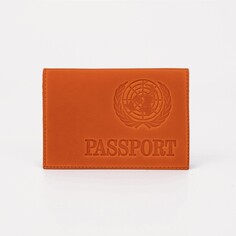 Обложка для паспорта, тиснение, латинские буквы, цвет рыжий NO Brand