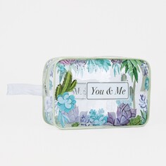 Косметичка на молнии, цвет зеленый/разноцветный NO Brand