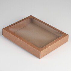 Коробка сборная, крышка-дно, с окном, крафт, 26 х 21 х 4 см, набор 5 шт. NO Brand