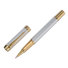 Ручка подарочная роллер, в кожзам футляре, корпус серый, золото Calligrata