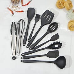Набор кухонных принадлежностей black, 10 предметов, цвет черный NO Brand