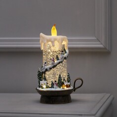 Светодиодная свеча со снеговиками, 14 × 23 × 12 см, пластик, батарейки аах3 (не в комплекте), usb, свечение теплое белое Luazon Lighting