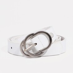 Ремень женский, ширина 2,4 см, винт, пряжка металл, цвет белый NO Brand