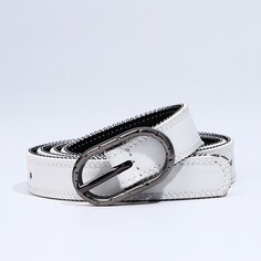 Ремень женский, ширина 2,4 см, пряжка металл, цвет белый NO Brand