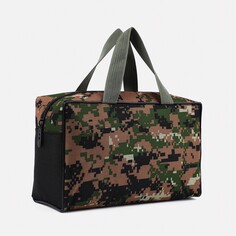 Косметичка на молнии, с сеткой, цвет хаки/коричневый NO Brand
