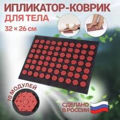 Ипликатор-коврик, основа спанбонд, 70 модулей, 32 × 26 см, цвет темно-серый/красный Onlitop