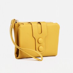 Кошелек женский на кнопке, для карт, для монет, цвет желтый NO Brand