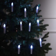 Светодиодные свечи на прищепках 10 см, 10 штук, батарейки аах1 (не в комплекте), пульт ду, свечение мульти (rgb) Luazon Lighting