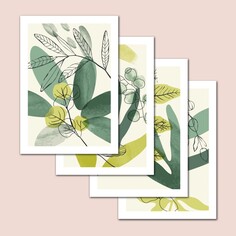 Набор интерьерных постеров (плакатов) 30х40 см, 4 шт, 250 гр/м2, 6-011, NO Brand