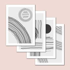 Набор интерьерных постеров (плакатов) 30х40 см, 4 шт, 250 гр/м2, 6-014, NO Brand