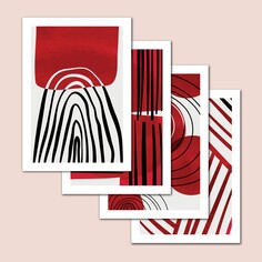 Набор интерьерных постеров (плакатов) 30х40 см, 4 шт, 250 гр/м2, 6-012, NO Brand