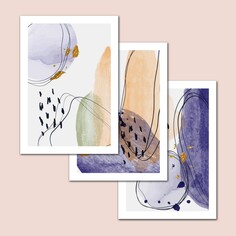 Набор интерьерных постеров (плакатов) 30х40 см, 3 шт, 250 гр/м2, 6-016, NO Brand