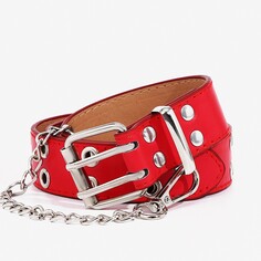 Ремень детский, ширина 3 см, пряжка металл, люверсы, цвет красный NO Brand