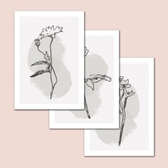 Набор интерьерных постеров (плакатов) 30х40 см, 3 шт, 250 гр/м2, 6-018, NO Brand