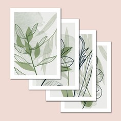 Набор интерьерных постеров (плакатов) 30х40 см, 4 шт, 250 гр/м2, 6-020, NO Brand