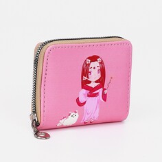 Кошелек на молнии, отдел для карт, для монет, цвет розовый NO Brand
