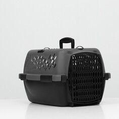 Переноска для животных с пластиковой дверью, 40 х 32 х 26, серая NO Brand
