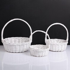 Набор корзин, 3 шт, 39×14/40 см, 30×12/35 см, 25×10/30 см, белый, ива NO Brand
