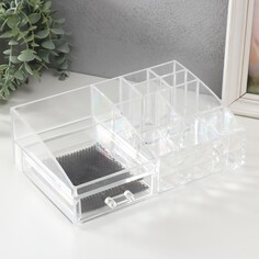 Шкатулка-органайзер пластик 1 ящик прозрачная 8,5х15х25 см NO Brand