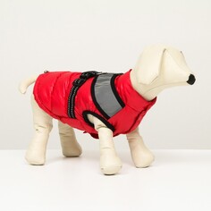 Куртка для собак со светоотражающей шлейкой, размер14 (дс 32 ог 42 ош 31), красная NO Brand