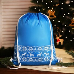 Мешок-рюкзак новогодний на шнурке, цвет голубой NO Brand