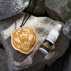 Подвеска деревянная медведь + аромамасло апельсин 5 мл, зип-лок Grand Caratt