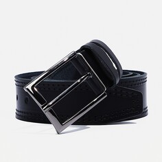 Ремень мужской, ширина 4 см, пряжка металл, цвет черный NO Brand