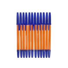 Набор ручек шариковых 12 штук, стержень 0,7 мм, синий, корпус оранжевый с синим колпачком Calligrata