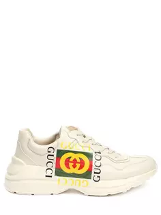 Кроссовки кожаные с принтом Rhyton Gucci