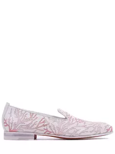 Лоферы кожаные с принтом Santoni