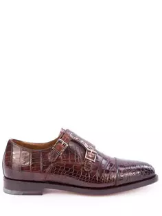 Туфли-монки из кожи крокодила Santoni