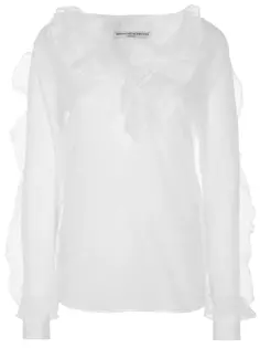 Рубашка хлопковая с воланами Ermanno Scervino