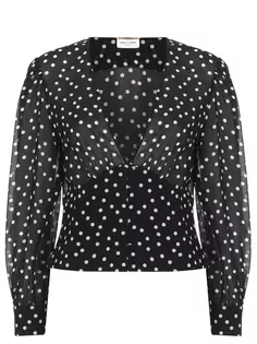 Блуза шелковая в горох Saint Laurent