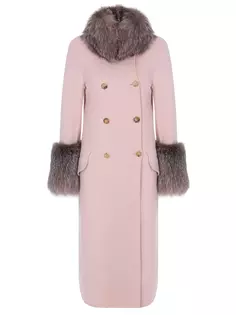 Двубортное пальто с мехом лисы Ermanno Scervino