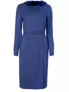 Платье с меховым воротником Carolina Herrera