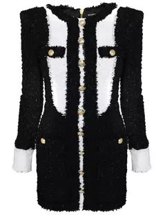 Твидовое платье-мини Balmain