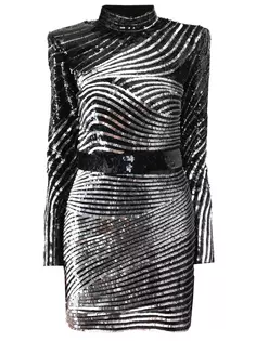 Приталенное платье с пайетками Balmain